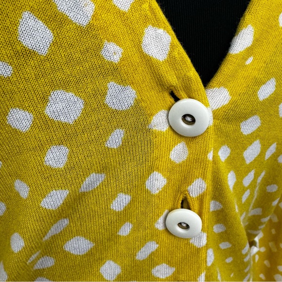 * Leifsdottir Anthropologie Cardigan Yellow Ruffle Detail Preppy Dot Y2K - Picture 9 of 13